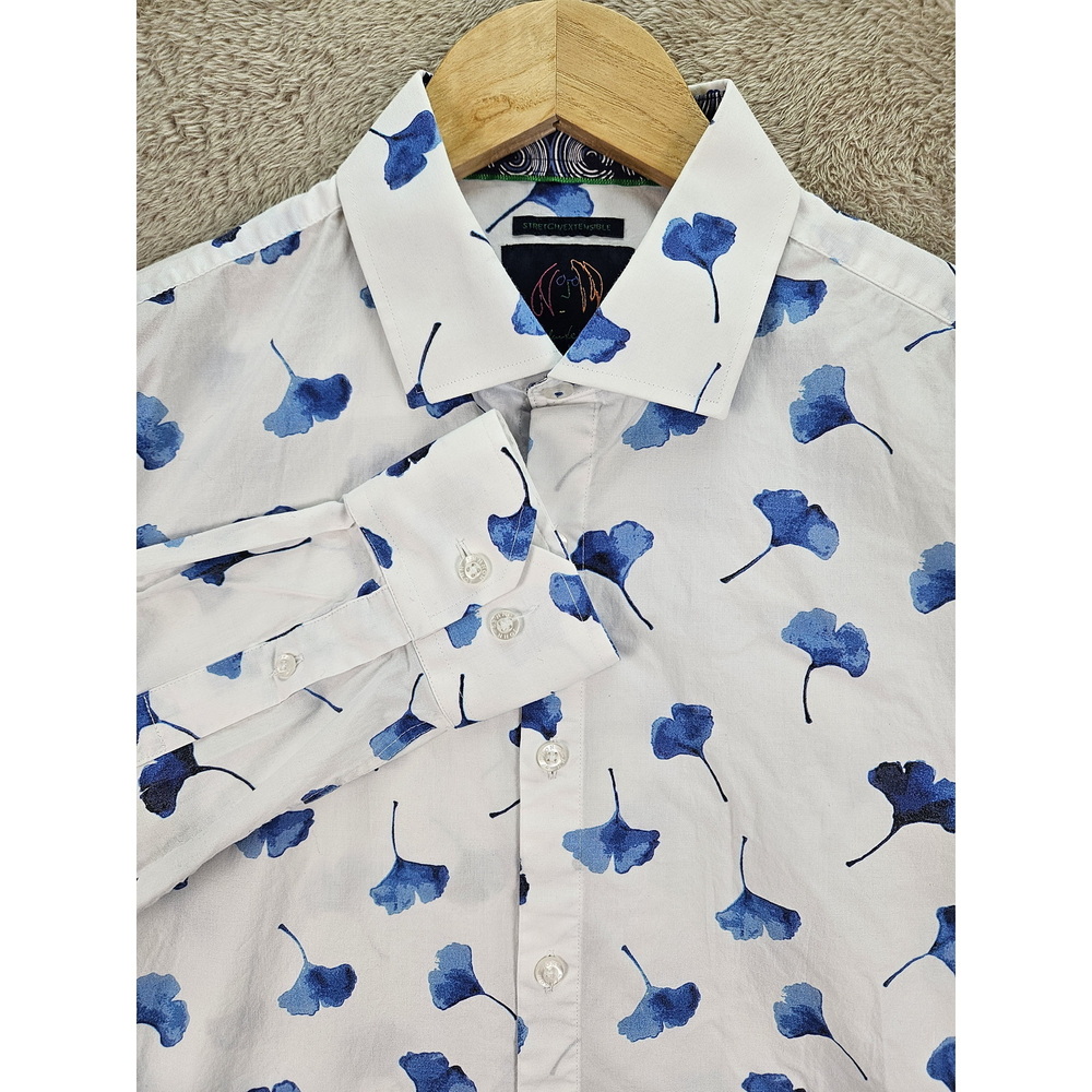 John Lennon Button-down Shirt Stretch/Extensible Size S Leaf Print